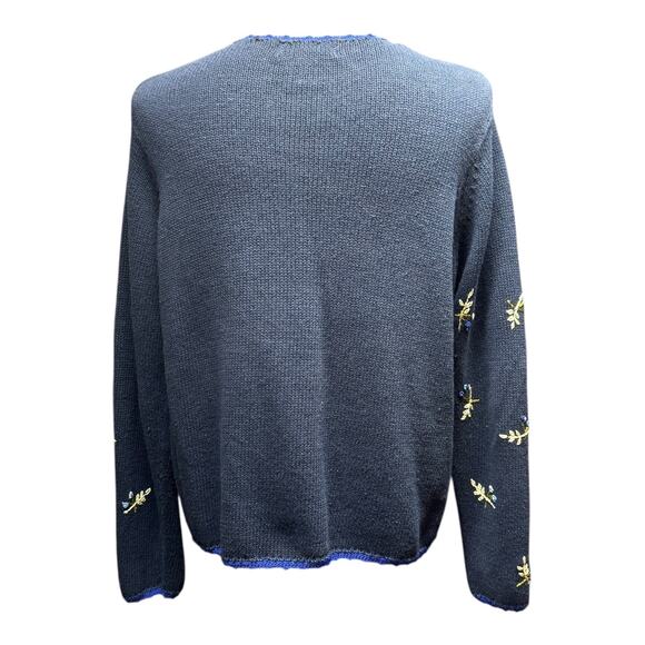 All Points Reference Point Vintage Button Up Cardigan Sweater Floral Blue Medium - Picture 4 of 7